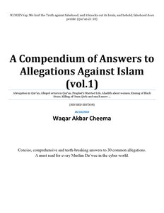 Compendium of Answers to Allegations Against Islam VOL 1